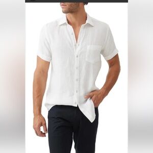 Heritage 100% Linen White Short-Sleeve Linen Button-Down Shirt